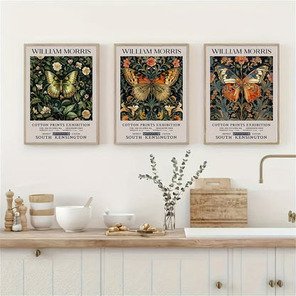 Set om 3 posters med fjärilar - William Morris