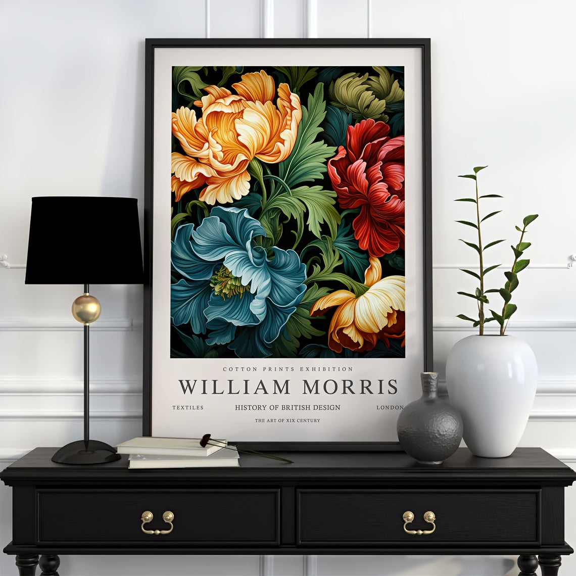 Poster med klassiska blommor i William Morris-stil