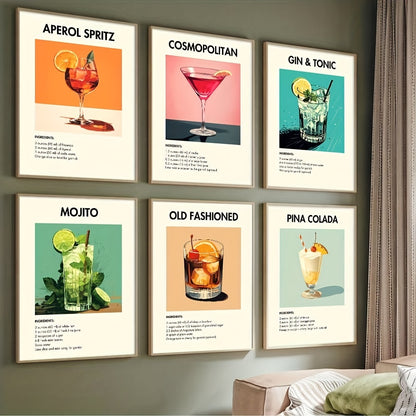 Set om 6 posters med cocktailrecept