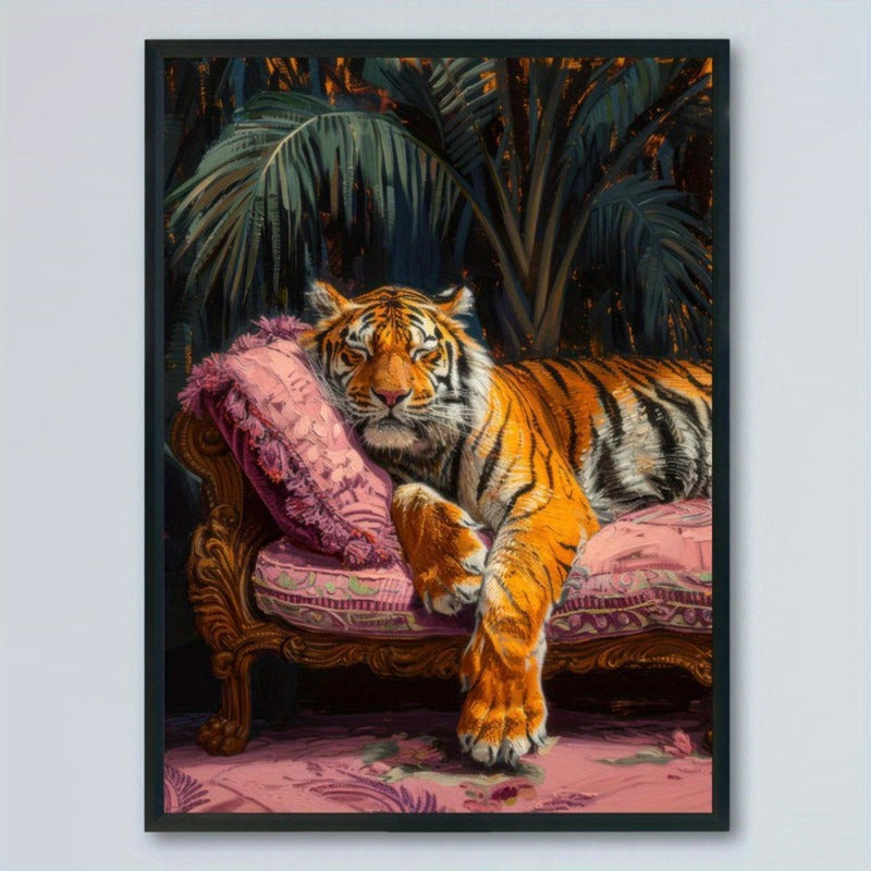 Poster med majestätisk tiger på soffa