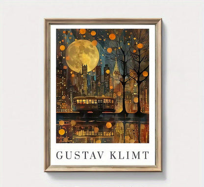 Poster med stad i månsken - Gustav Klimt