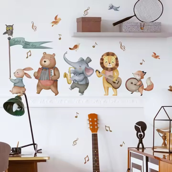 Lekfulla djur väggdekor - Glad design - Barnrumsdekor - Väggdekorshopen	