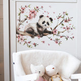 Väggdekor Panda med körsbärsblomster