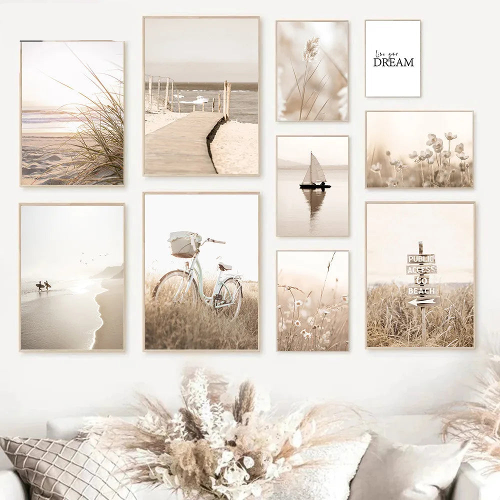 Poster Strandlandskap beige och naturmotiv