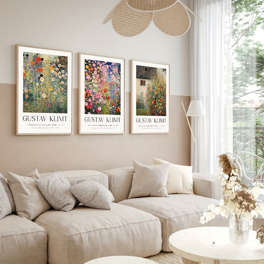 Set med 3 posters med blommotiv av Gustav Klimt