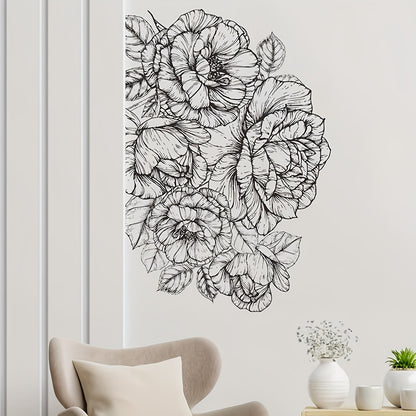 Väggdekor med blommotiv i svartvitt