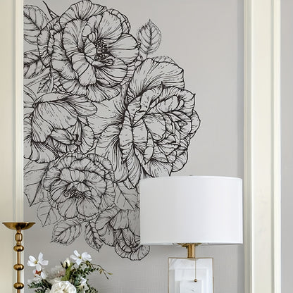 Väggdekor med blommotiv i svartvitt